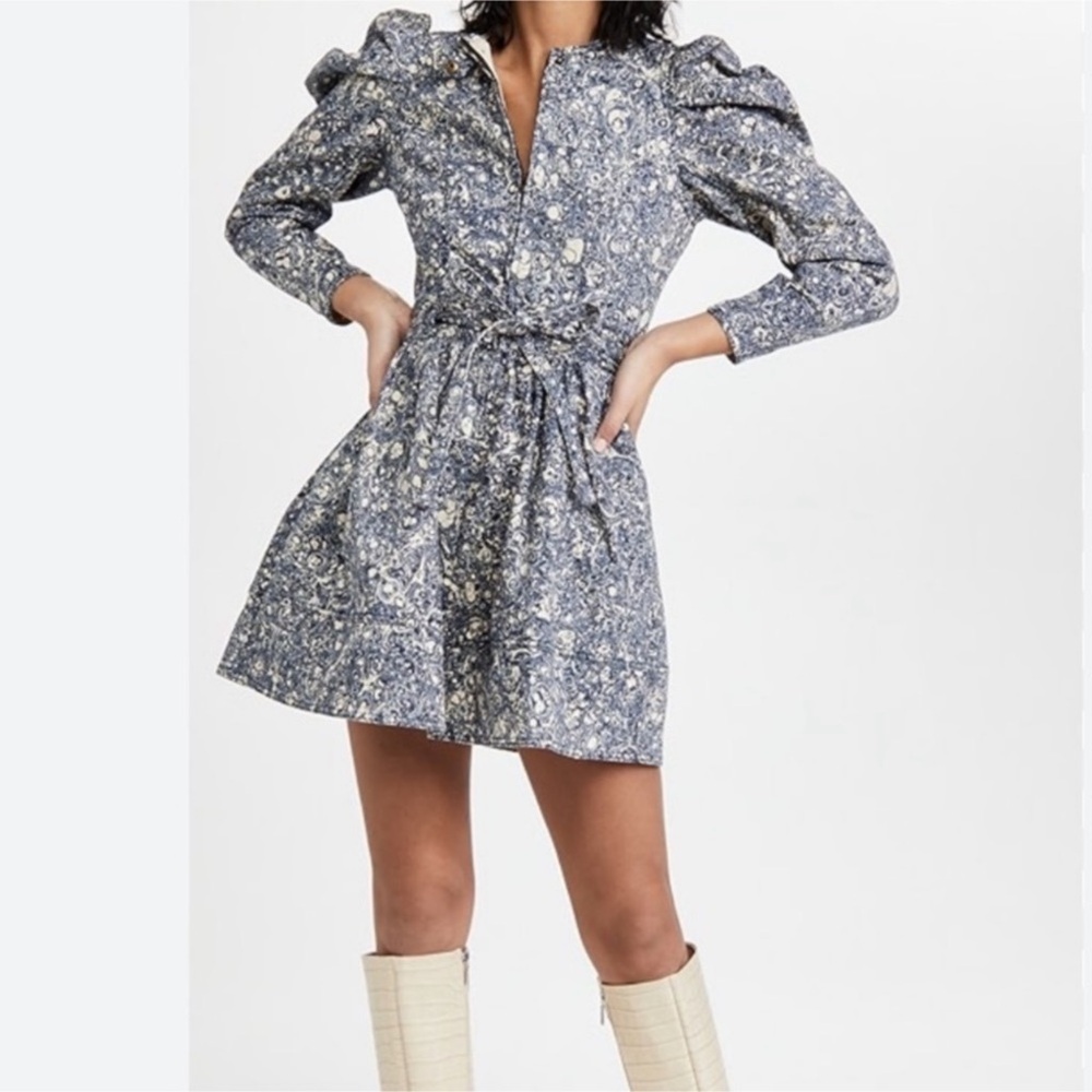 ULLA JOHNSON Domino Marbled Denim Mini Dress Sz 4